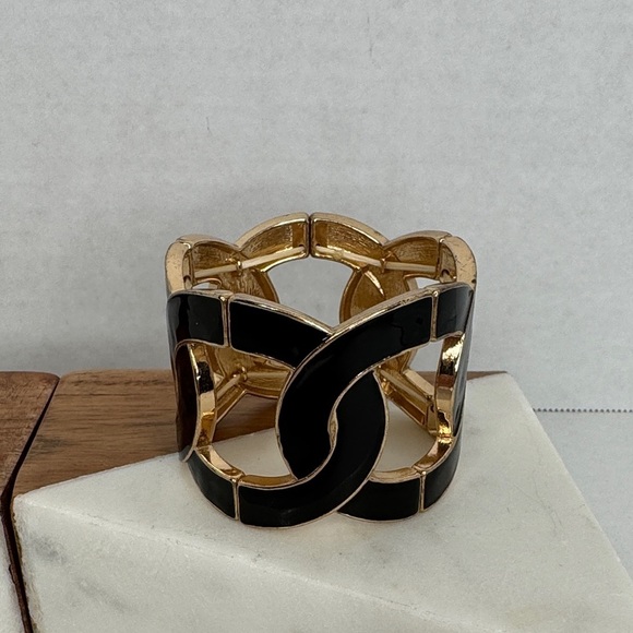 Vintage Aldo Wide Bracelet Black & Bronze Stretch Cuff Statement lot C53 - Picture 4 of 8